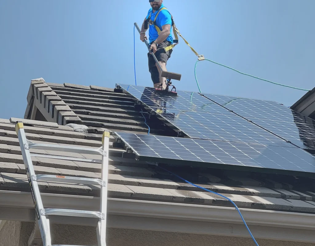 Polished Window Washing performing eco-friendly solar cleaning service